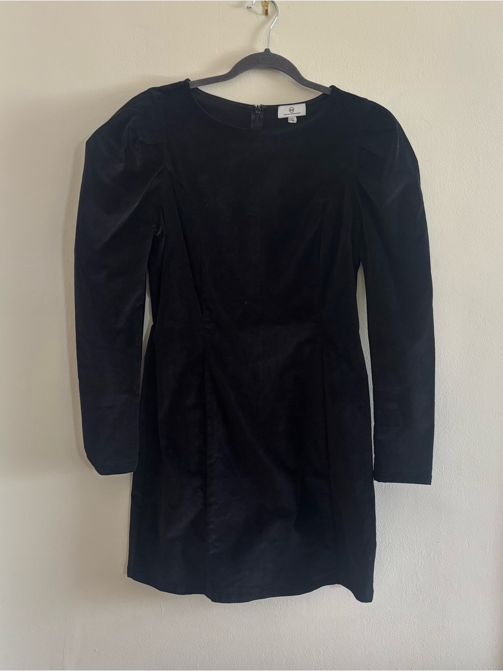 Ag Adriano Goldschmied Black Long-Sleeve Velvet Mini Dress